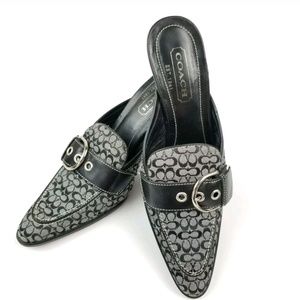 COACH Women's Signature Black Slip On Heels Sz 6B